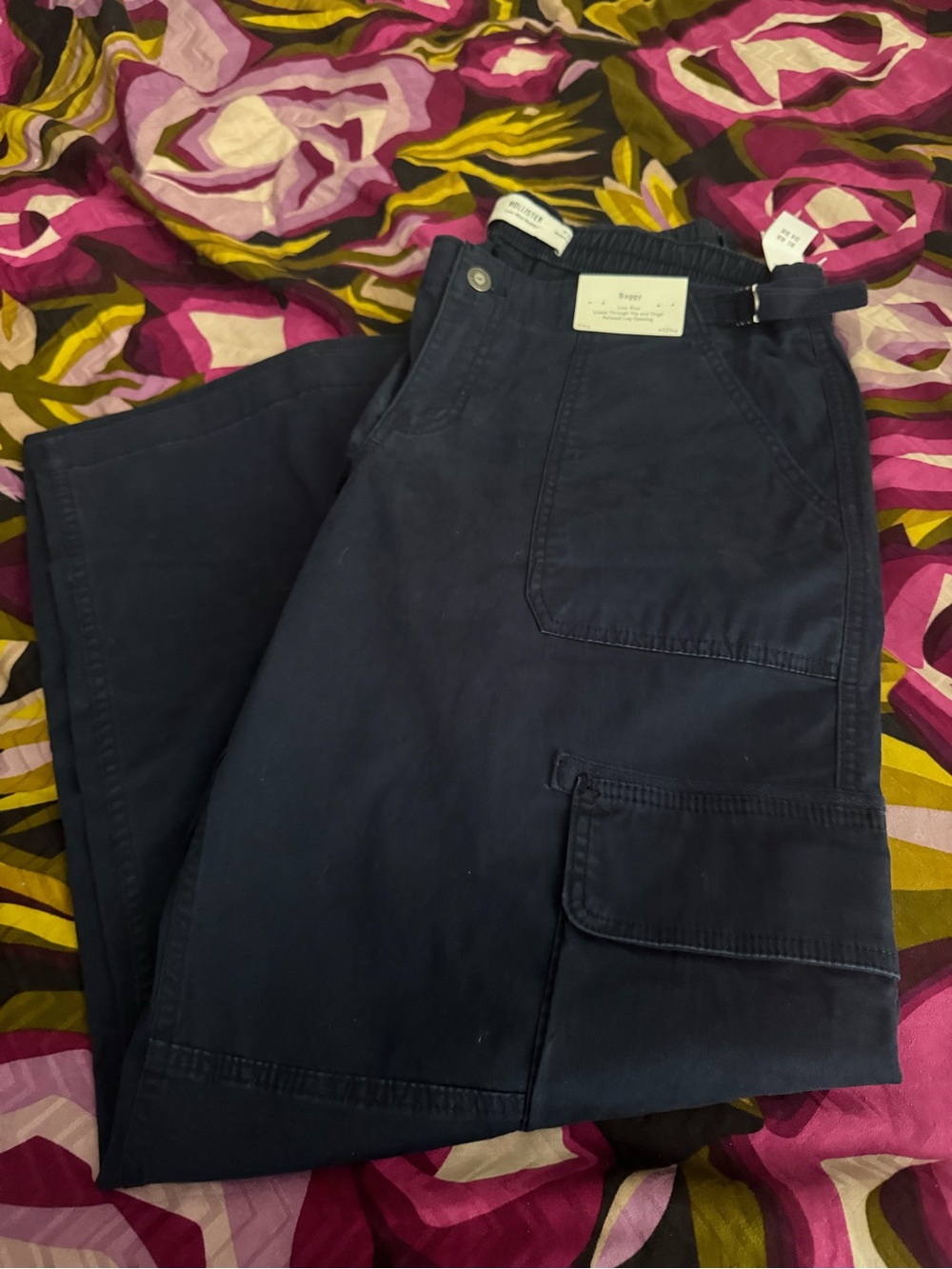 Navy Baggy/Wide-Leg Cargo Pants